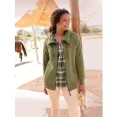 Casual Looks Shirtjacke "Shirtjacke", Damen, Gr. 54, grün (oliv), 82% Baumwolle, 18% Polyester, unifarben, Shirts Shirtjacke