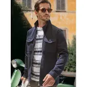 Lerros Sweatjacke "Sweatjacke mit Brusttaschen", Herren, Gr. L, blau (classic navy), 70% Baumwolle, 22% Polyester, 8% Elasthan, Sweatjacken Sweatjacke