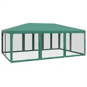 vidaXL Partyzelt mit 10 Mesh-Seitenteilen Grün 6x4 m HDPE