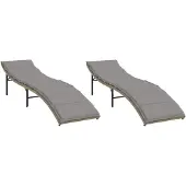 vidaXL Sonnenliegen 2 Stk. mit Auflagen Beige Poly Rattan