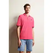 Bugatti Poloshirt , Herren, Gr. S, pink, 100% Baumwolle, normal, ohne Ausschnitt, Rippbündchen, Shirts Poloshirt, mit Kontraststreifen