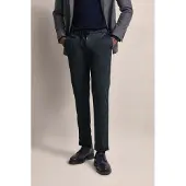Bugatti Chinohose , Herren, Gr. 34, Länge 34, blau (marine), 75% Polyester, 20% Viskose, 5% Elasthan, kariert, slim fit, Hosen Chinohose, mit Gummizug