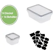 OEM Luftdichte Lebensmittelaufbewahrungsbehälter, stapelbares Design, auslaufsichere Dichtung, Schwarz-14PCS