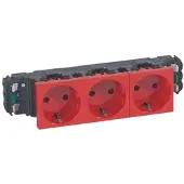 Legrand 077413 Schutzko-Steckdosen, 3-fach (6 Module), Farbe: rot (RAL 3020)