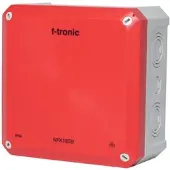 F-tronic 7340213 FR-Abzweigkasten 180x180x93mm, Ausbrechöffnungen IP66, PS, grau/rot, Sicherheitsbeleucht. NFK18SB