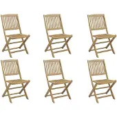 vidaXL Klappstühle, 6 Stück, 48,5 x 57 x 90 cm, Massivholz Akazie