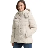 Tom Tailor Damen Puffer-Jacke mit Abnehmbarer Kapuze