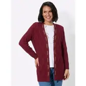 Casual Looks Cardigan , Damen, Gr. 44, rot (dunkelrot), 50% Baumwolle, 50% Polyacryl, unifarben, Strickjacken Cardigan