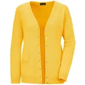 Goldner Strickjacke "Uni Merino-Cardigan Langarm", Damen, Gr. 54, gelb, Obermaterial: 100% Schurwolle WV., Basic, V-Ausschnitt, Rippe, Strickjacken Strickjacke, Reine Merinowolle