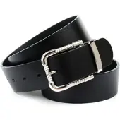 Anthoni Crown Ledergürtel , Damen, Gr. 100, schwarz, Leder, unifarben, Gürtel Ledergürtel, mit silberfarbener Schließe