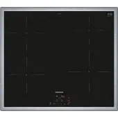 Siemens iQ100 EH645BEB6E, Schwarz, Edelstahl, Integriert, 60 cm, Zonen-Induktionskochfeld, Glaskeramik, 4 Zone(n)