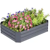 Outsunny Hochbeet aus Stahl, Pflanzbeet Frühbeet Gartenbeet Blumenkasten