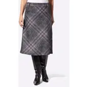 Casual Looks Karorock , Damen, Gr. 52, grau (lila, schwarz, kariert), 93% Polyester, 7% Viskose, gemustert, kariert, mehrfarbig, wadenlang, Röcke Karorock