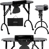 Calissimo Klappbarer Kosmetiktisch für Maniküre mit Staubabsaugung mobil schwarz 1-BK-003-1100