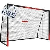 Hudora Fußballtor Pro Tect 300 Advanced – Outdoor Fußballtor mit Netz und wetterfester Ummantelung für Kinder/Erwachsene – Einfacher Aufbau im Garten – Torwand mit Reiß- und Klettverschlüssen – Black