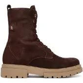 Tommy Hilfiger Suede TH Monogram Cleat Lace-Up Boots, Stiefel, Kind, Dark brown, Aufsteckbarer Verschluss, Wildleder, 1 Stück(e)
