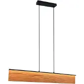 TRIO Leuchten LED Pendelleuchte Kalea 355510130, Metall Schwarz matt, Holz Kiefe