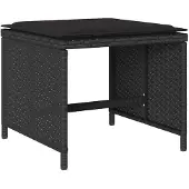 vidaXL 11-tlg. Garten-Essgruppe mit Kissen Schwarz Poly Rattan