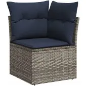 vidaXL 6-teiliges Gartensofa-Set mit Kissen, grau, Polyrattan