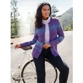 Casual Looks Strickjacke , Damen, Gr. 40, lila (lila, dunkelblau, gemustert), 60% Polyacryl, 40% Baumwolle, bedruckt, gemustert, mehrfarbig, Strickjacken Strickjacke