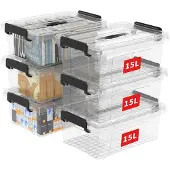 Merkloos Set von 15 Kunststoff Aufbewahrungsboxen mit Deckel und Griffen