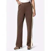 Sieh an! Sweathose SIEH AN "Sweathose Sweathose mit Galonstreifen", Damen, Gr. 21, K-Gr, braun (schoko, beige), Sweatware, , Modisch, weit, Hosen Sweathose