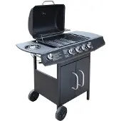 vidaXL Gasgrill 4+1 Brenner Schwarz