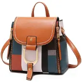 Merkloos Damen Rucksack Schultertasche - Weiche Leder Plaid Reisetasche