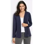 Lady Shirtjacke "Shirtjacke", Damen, Gr. 54, blau (marine), 95% Polyester, 5% Elasthan, unifarben, V-Ausschnitt, Shirts Shirtjacke