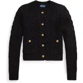 Ralph Lauren für Damen. 211978312001 Schwarze Wollstrickjacke (XS), Lässig, Wolle