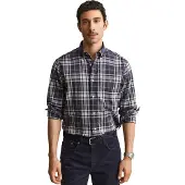 Gant für Herren. 3263001 Blau kariertes Hemd (M), Lässig, Baumwolle, Langarm