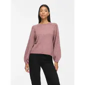 Vila "VISAPNA O-NECK L/S KNIT TOP/PB/1" mit Rundhalsausschnitt, aus Strick, Regular Fit