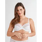 Felina Bügel-BH "Joy", Damen, Gr. 90, Cup G, weiß, Spitze, Obermaterial: 65% Polyester, 27% Polyamid, 8% Elasthan, unifarben, körpernah, BHs Bügel-BH, mit Spitze, Stützfunktion und Vollkörbchen