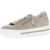Gabor Plateausneaker "FLORENZ", Damen, Gr. 35, Leder Textil, beige (creme), Veloursleder, Schuhe Plateausneaker, Freizeitschuh, Halbschuh, Schnürschuh mit Außenreißverschluss, G-Weite