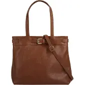 Samantha Look Shopper , Damen, Gr. B/H/T: 27cm x 12cm onesize, braun (cognac), Leder, leicht glänzend, unifarben, Taschen Shopper, echt Leder, Made in Italy