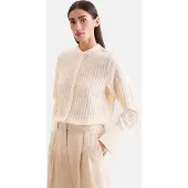 Seidensticker Klassische Bluse , Damen, Gr. XS (34), beige (gelb), 76% Viskose, 24% Polyamid, gestreift, regular fit, Rundhals, Blusen Klassische Bluse, 1/1 Rundhals Gestreift
