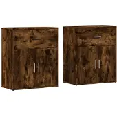 vidaXL Sideboards 2 Stk. Räuchereiche 60x31x70 cm Holzwerkstoff