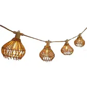 Lumisky Lichterkette Außenbereich 10 Rattan-Lampen 8m warmweiß solar & Netzanschluss
