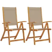 vidaXL Klappstühle, 2 Stück, Massivholz Akazie und Textilene