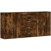 vidaXL Sideboards 3 Stk. Räuchereiche 60x31x84 cm Holzwerkstoff