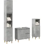 vidaXL 3-tlg. Badmöbel-Set Betongrau Holzwerkstoff
