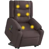 vidaXL Massagesessel mit Aufstehhilfe Dunkelbraun Stoff