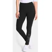 Goldner 2-in-1-Hose "Kurzgröße Bequeme Baumwoll-Leggings, 2-Stück", Damen, Gr. 25, K-Gr, schwarz, Obermaterial: 95% Baumwolle CO. 5% Elasthan EL., Hosen 2-in-1-Hose, Glitzermotiv