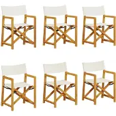 vidaXL 6-teiliges Klappstuhl-Set, cremeweißer Stoff