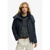 Superdry für Damen. W5012174A Arktische Windjacke mit Kapuze marineblau (L), Lässig, Sportlich, Polyester