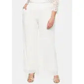 Sheego Schlupfhose , Damen, Gr. 56, Normalgrößen, weiß (sanftes weiß), 100% Polyester, unifarben, Hosen Schlupfhose