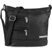 Beltimore Schwarze Damen-Umhängetasche aus Leder, L45