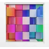 Tulup INNENROLLO - Fensterrollo - Rollo - 130x140 cm - Bunte 3D-Würfel