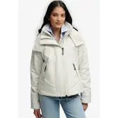 Superdry Outdoorjacke "HOODED ARCTIC WINDCHEATER", Damen, Gr. L, beige (rainy day grau), Web, Obermaterial: 100% Polyester, unifarben, regular fit normal, Jacken Outdoorjacke, Kunstfaser, regular fit