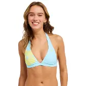 Roxy Triangel-Bikini-Top "Summer Surf Fixed Tri Halter", Damen, Gr. S, blau (tanager turquoise), Obermaterial: 87% Nylon, 13% Elasthan., Bikini-Oberteile Triangel-Bikini-Top